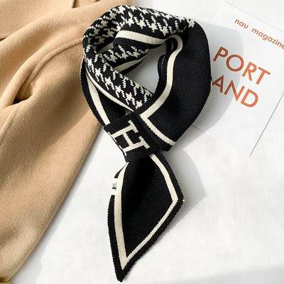 Siltas kašmira kakla šalles sievietēm ziemas trikotāžas vilnas šalles garš lakats svītrains apdrukāts bandānas galvas lakats sievietēm 16*150cm