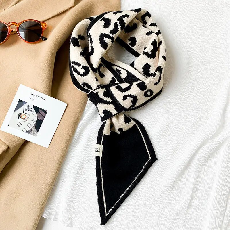 Siltas kašmira kakla šalles sievietēm ziemas trikotāžas vilnas šalles garš lakats svītrains apdrukāts bandānas galvas lakats sievietēm 16*150cm