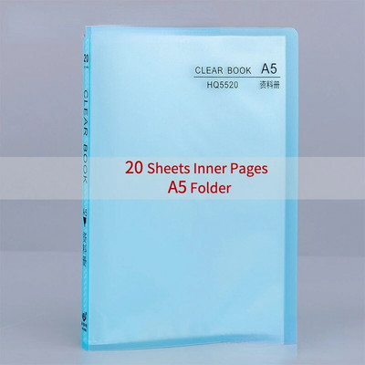 20/30/40 lappuses A5 failu mapes dokumentu maisa uzglabāšanas mape ar ieliktņiem Displeja grāmata PP Ūdensizturīga krāsainu dokumentu mape