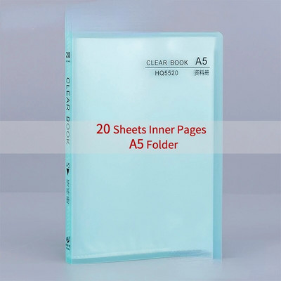 20/30/40 lappuses A5 failu mapes dokumentu maisa uzglabāšanas mape ar ieliktņiem Displeja grāmata PP Ūdensizturīga krāsainu dokumentu mape