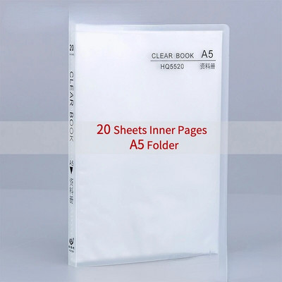 20/30/40 lappuses A5 failu mapes dokumentu maisa uzglabāšanas mape ar ieliktņiem Displeja grāmata PP Ūdensizturīga krāsainu dokumentu mape