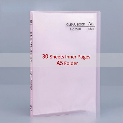 20/30/40 lappuses A5 failu mapes dokumentu maisa uzglabāšanas mape ar ieliktņiem Displeja grāmata PP Ūdensizturīga krāsainu dokumentu mape