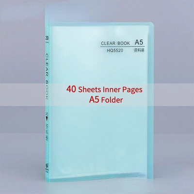 20/30/40 lappuses A5 failu mapes dokumentu maisa uzglabāšanas mape ar ieliktņiem Displeja grāmata PP Ūdensizturīga krāsainu dokumentu mape