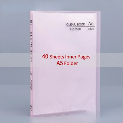 20/30/40 lappuses A5 failu mapes dokumentu maisa uzglabāšanas mape ar ieliktņiem Displeja grāmata PP Ūdensizturīga krāsainu dokumentu mape