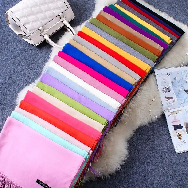 Κασμίρ Γυναικείο φουλάρι 2019 Νέο ζεστό σάλι Foulard Femme Pashmina Μαλλί μαλλί Κλεμμένο στο κεφάλι λαιμό Μακριά χειμωνιάτικα κασκόλ για γυναίκες