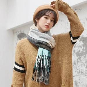 2019. Jesen Zima Nove patchwork boje Kašmir Deblji ženski šal za djevojčice Studentice Lady Slatke kićanke Dugi šalovi Šal