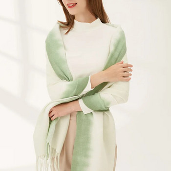 70*200CM нов дамски топъл зимен шал, имитация на кашмир, чист цветен печат, моден градиентен двуцветен шал от пашмина, шалове