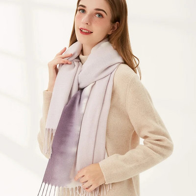 70*200CM нов дамски топъл зимен шал, имитация на кашмир, чист цветен печат, моден градиентен двуцветен шал от пашмина, шалове