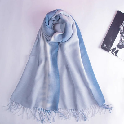 70*200cm Nauji moteriški šilti žieminiai šalikai, imituojantys kašmyro spalvos gryno spaudinio dizaino mados gradiento dviejų atspalvių pashmina šalikai