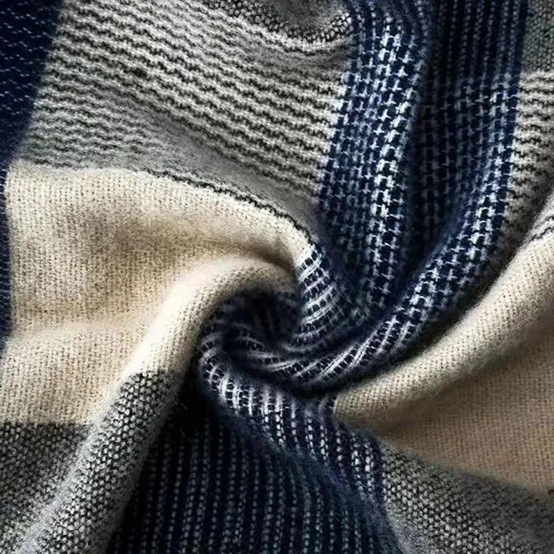 Karirani šal od kašmira Ženski zimski šal Vuneni pleteni korejski topli šal na pruge za par U šalovima za muškarce Žene