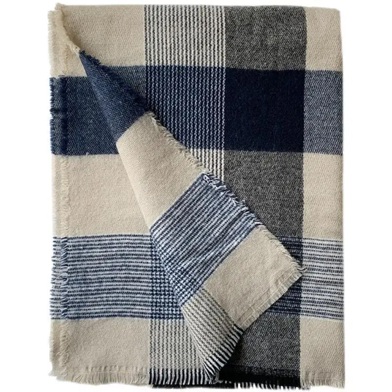 Karirani šal od kašmira Ženski zimski šal Vuneni pleteni korejski topli šal na pruge za par U šalovima za muškarce Žene