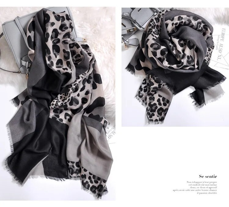 Sieviešu Zīda Šalle Mode Mati Šalle Zīda Leoparda Apdruka Satīna Kakla lakats Sieviešu galvas saite Ornaments Bandana Soma Šalles Šalles