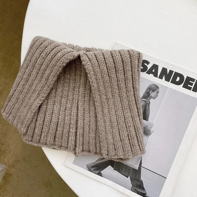 Ženski zimski topli pleteni šal od kašmira, modna dolčevita s prorezom, vunena ograda, jednobojna nazuvka za vrat, pašmine, šal