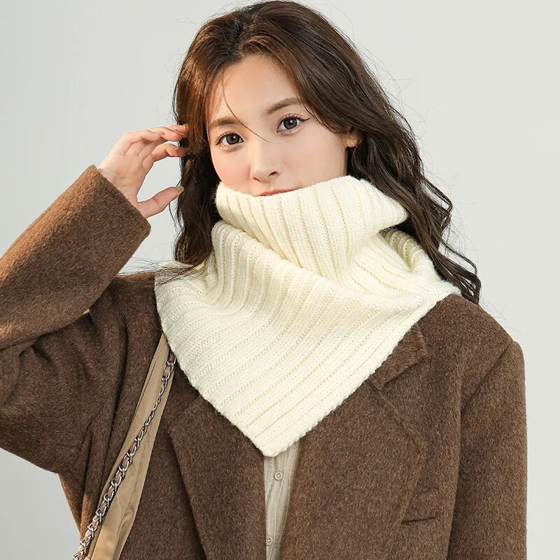 Ženski zimski topli pleteni šal od kašmira, modna dolčevita s prorezom, vunena ograda, jednobojna nazuvka za vrat, pašmine, šal