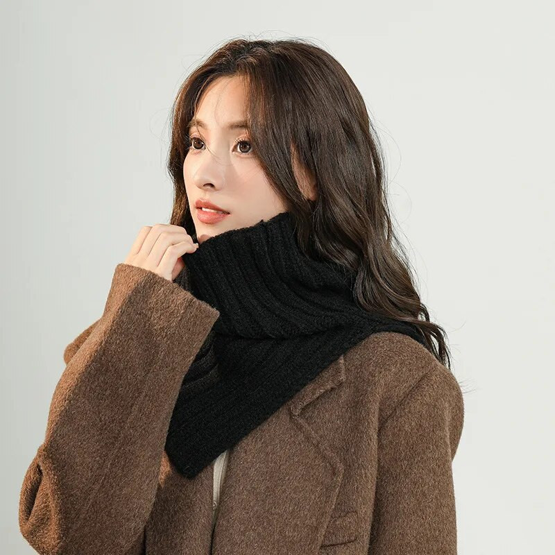 Ženski zimski topli pleteni šal od kašmira, modna dolčevita s prorezom, vunena ograda, jednobojna nazuvka za vrat, pašmine, šal