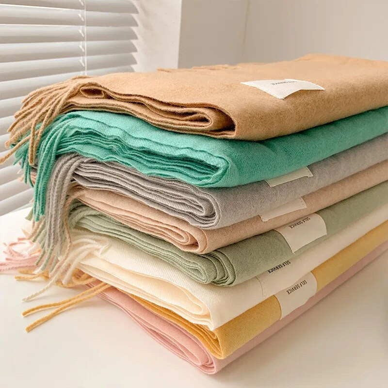 Zimski šalovi za žene 100% vuneni šalovi s resicama Topli omoti Ženska debela deka od pašmine Marama od kašmira Traka za glavu Hidžab