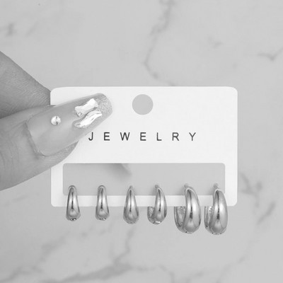 6db/szett rozsdamentes acél minimalista Huggie Hoop fülbevaló nőknek Egyszerű fém kör kis fülbevaló Punk unisex rock ékszer