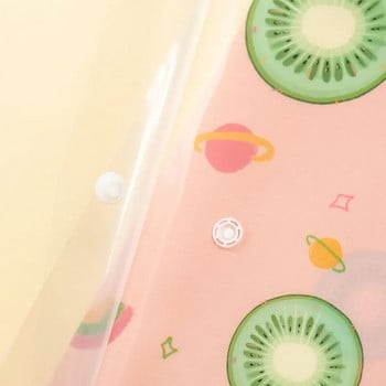 4 τεμάχια/Σετ Α4 πολύχρωμες τσάντες αρχείου Φάκελοι αρχείου Μπουφάν με κούμπωμα Τσέπες αρχείου με ροζ μοτίβο φρούτων Τσάντες φακέλων