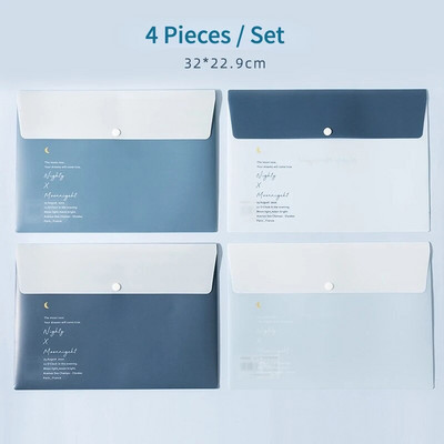 4 komada/komplet A4 mapa s gumbima za datoteke Cvjetić Snap on File Fold za A4 papirnate vrećice za dokumente Mapa za omotnice za uredsku pohranu