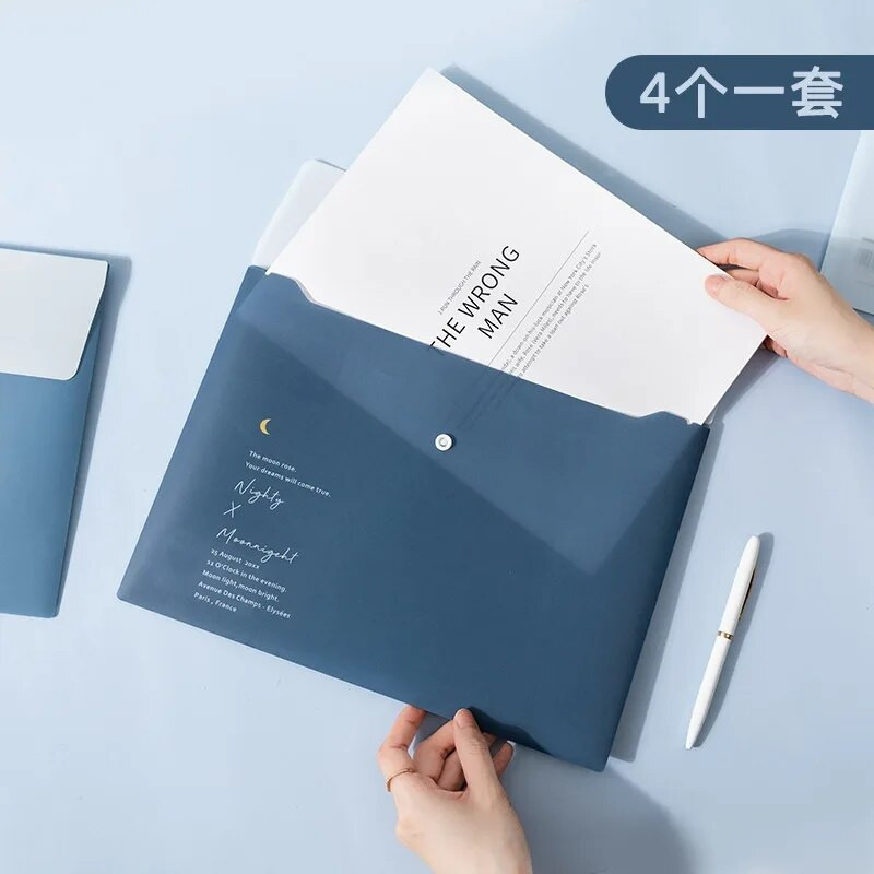 4 komada/komplet A4 mapa s gumbima za datoteke Cvjetić Snap on File Fold za A4 papirnate vrećice za dokumente Mapa za omotnice za uredsku pohranu