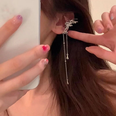 Y2K kvačice za uho s vilinskim leptirom i anđeličkom kopčom za ušnu kost Naušnica vilenjak Ženska naušnica bez rupe za uho Viseća naušnica Modni nakit