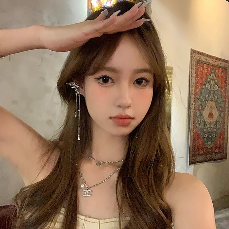 Y2K kvačice za uho s vilinskim leptirom i anđeličkom kopčom za ušnu kost Naušnica vilenjak Ženska naušnica bez rupe za uho Viseća naušnica Modni nakit