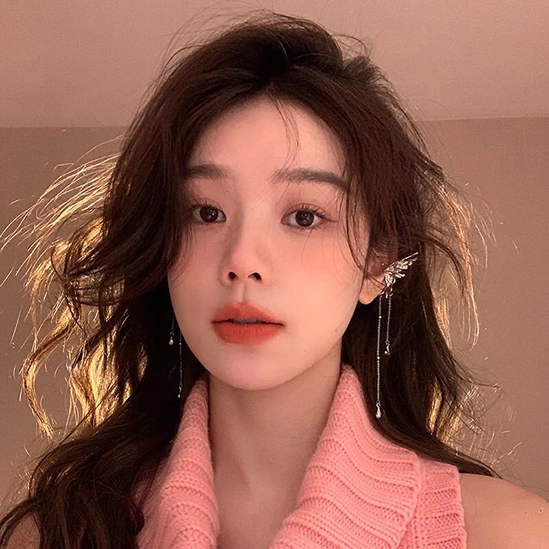 Y2K kvačice za uho s vilinskim leptirom i anđeličkom kopčom za ušnu kost Naušnica vilenjak Ženska naušnica bez rupe za uho Viseća naušnica Modni nakit