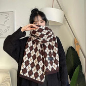 Novi ženski zimski debeli topli pleteni šal od kašmira, šal, dijamantni rešetkasti šalovi, modni šalovi za divlje parove, čvrsti omoti od pašmine