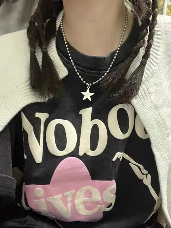 Ogrlica s privjeskom od titanijskog čelika sa zvijezdama za muškarce Žene Y2K Hip Hop Cool Hot Girls Perle Lanci Choker Korejski modni nakit