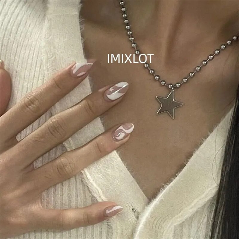 Ogrlica s privjeskom od titanijskog čelika sa zvijezdama za muškarce Žene Y2K Hip Hop Cool Hot Girls Perle Lanci Choker Korejski modni nakit