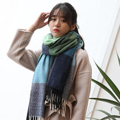 Žieminis moteriškas vilnonis šalikas Moteriškas kašmyro kaklaskarės plačios grotelės, ilgos skaros apvyniojamos antklodės šiltos antklodės Pashmina kutai Moteriškas šalikas