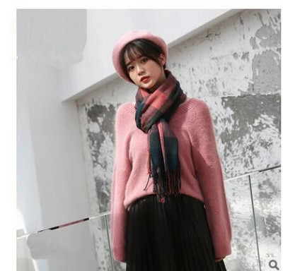 Žieminis moteriškas vilnonis šalikas Moteriškas kašmyro kaklaskarės plačios grotelės, ilgos skaros apvyniojamos antklodės šiltos antklodės Pashmina kutai Moteriškas šalikas