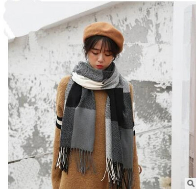 Žieminis moteriškas vilnonis šalikas Moteriškas kašmyro kaklaskarės plačios grotelės, ilgos skaros apvyniojamos antklodės šiltos antklodės Pashmina kutai Moteriškas šalikas