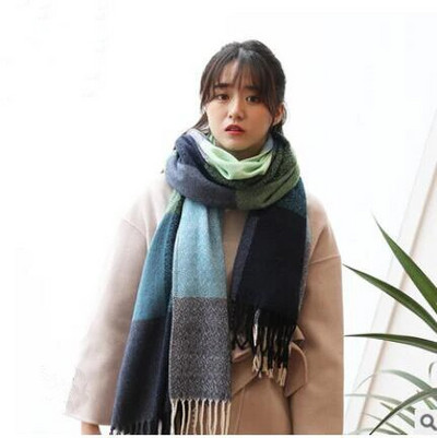 Žieminis moteriškas vilnonis šalikas Moteriškas kašmyro kaklaskarės plačios grotelės, ilgos skaros apvyniojamos antklodės šiltos antklodės Pashmina kutai Moteriškas šalikas