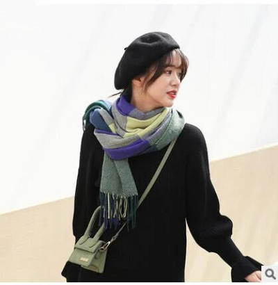 Žieminis moteriškas vilnonis šalikas Moteriškas kašmyro kaklaskarės plačios grotelės, ilgos skaros apvyniojamos antklodės šiltos antklodės Pashmina kutai Moteriškas šalikas