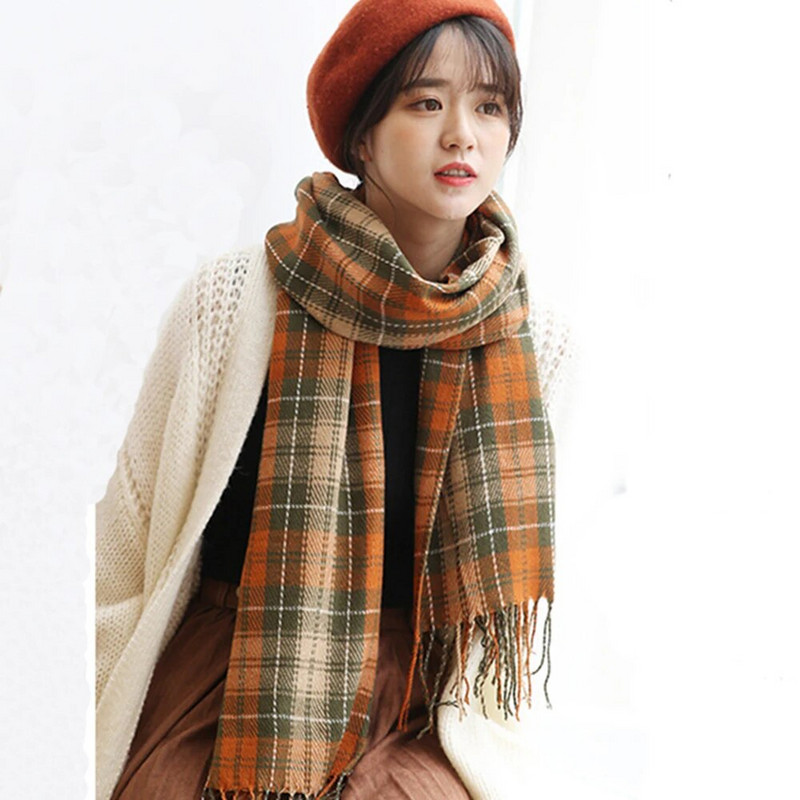 Žieminis moteriškas vilnonis šalikas Moteriškas kašmyro kaklaskarės plačios grotelės, ilgos skaros apvyniojamos antklodės šiltos antklodės Pashmina kutai Moteriškas šalikas