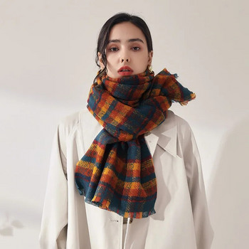 2022 зимна дамска мода кариран раиран шал шал сладък чист кашмирен материал луксозен удебелен пашмина топъл дълъг шал с пискюл