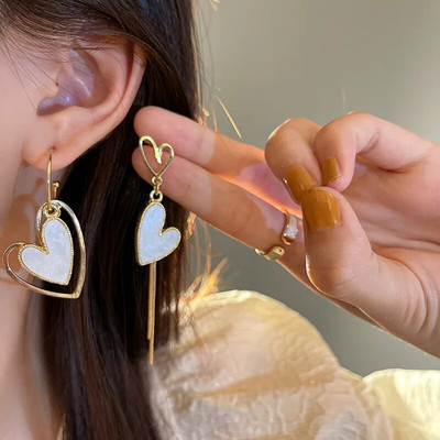 Baltas krāsas lielas sirds auskari sievietēm meitene korejiešu mīlestības glazūra estētiska ikdienas dzīve minimālisma rotaslietas pīrsings auss