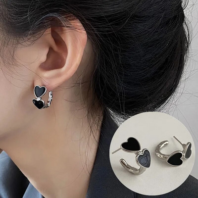 Baltas krāsas lielas sirds auskari sievietēm meitene korejiešu mīlestības glazūra estētiska ikdienas dzīve minimālisma rotaslietas pīrsings auss