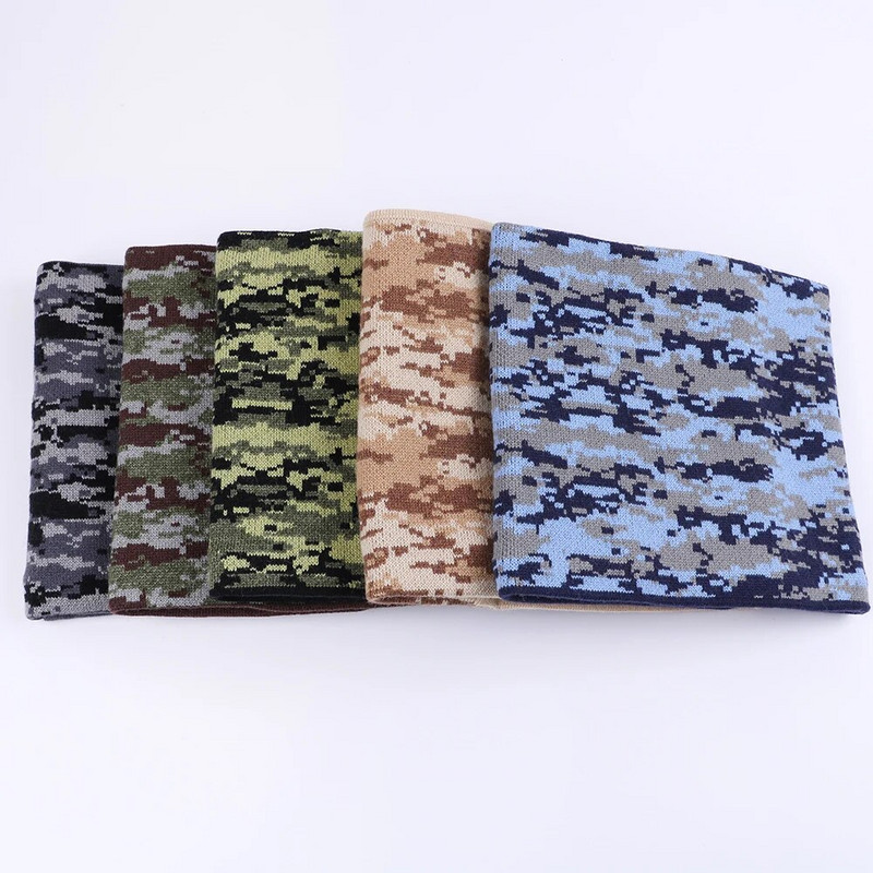 Kamuflažni plišani šal s toplim vjetrootpornim vunenim debelim kamuflažnim šalovima Elastični pleteni plišani zimski topli šal za muškarce ili žene Najnovije