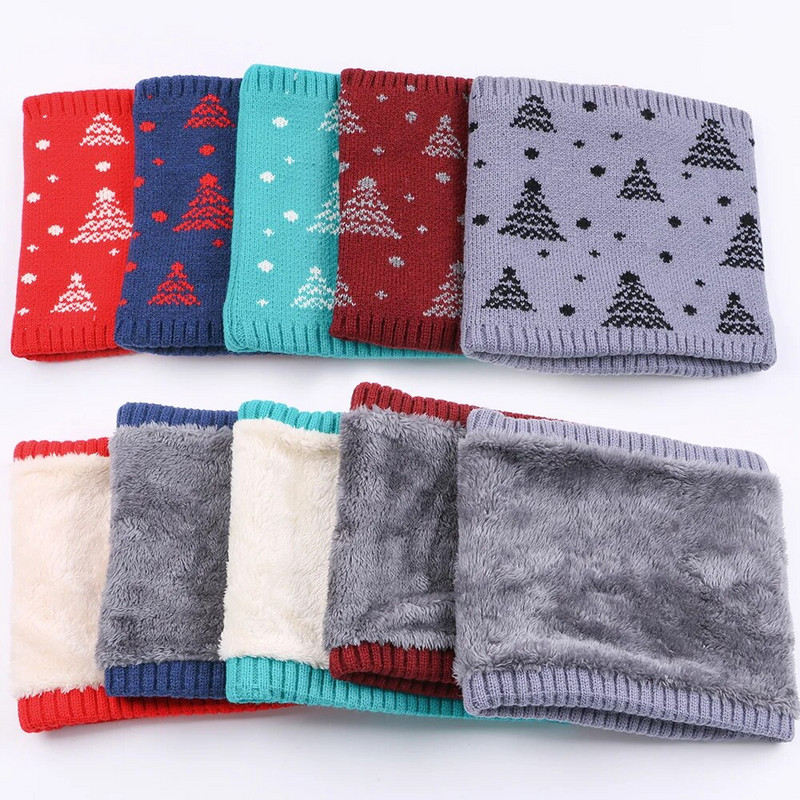Božićni plišani šal s toplim vjetrootpornim vunenim ovratnikom Debeli šalovi Elastični pleteni plišani zimski topli božićni šal za muškarce ili žene