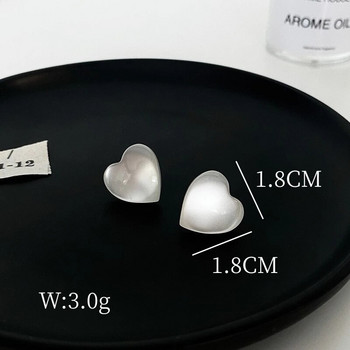 Resin Heart MOONLIGHT Stud Earrings Women Korean Simple Imitation Opal Peach Brincos Jewelry Christmas Gift