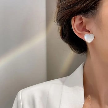 Resin Heart MOONLIGHT Stud Earrings Women Korean Simple Imitation Opal Peach Brincos Jewelry Christmas Gift