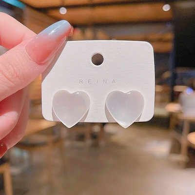 Resin Heart MOONLIGHT Stud Naušnice Ženske korejske jednostavne imitacije opala breskve Brincos nakit Božićni dar