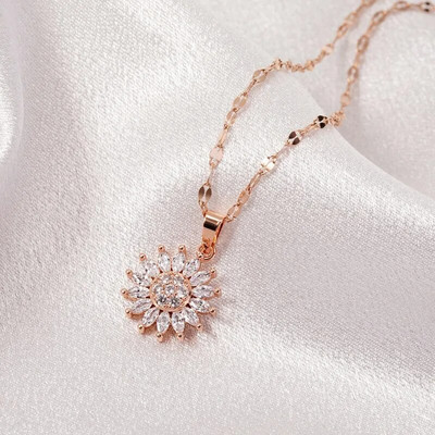 Dvoslojne rotirajuće ogrlice od suncokreta za žene Lanac Choker Nakit Dodaci od nehrđajućeg čelika Besplatna dostava