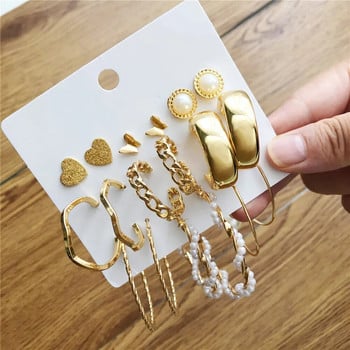 9 чифта комплект перлени обеци в бохемски златен цвят за жени, момичета, 32 стила на пеперуда от акрилна смола, обеца с обръч Brincos Парти бижута