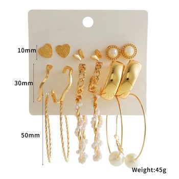 9 чифта комплект перлени обеци в бохемски златен цвят за жени, момичета, 32 стила на пеперуда от акрилна смола, обеца с обръч Brincos Парти бижута