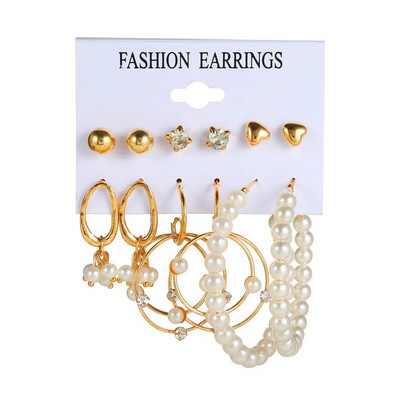 9 pari boemskih bisernih naušnica u zlatnoj boji za žene Djevojke 32 stila leptir naušnice od akrilne smole u obliku obruča Brincos nakit za zabave