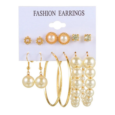 9 pari boemskih bisernih naušnica u zlatnoj boji za žene Djevojke 32 stila leptir naušnice od akrilne smole u obliku obruča Brincos nakit za zabave