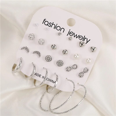 9 pari boemskih bisernih naušnica u zlatnoj boji za žene Djevojke 32 stila leptir naušnice od akrilne smole u obliku obruča Brincos nakit za zabave